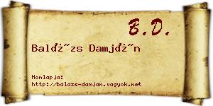 Balázs Damján névjegykártya